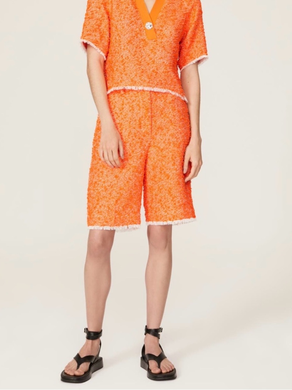 3.1 Phillip Lim Vibrant Orange Textured Bermuda Shorts